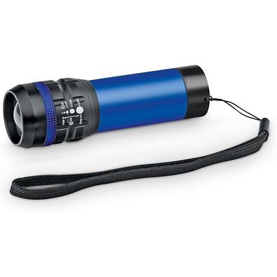 ZOOMIN. Taschenlampe aus Aluminium mit Zoomfunktion und 3 Lichtmodi, Blau