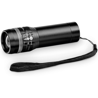 ZOOMIN. Taschenlampe aus Aluminium mit Zoomfunktion und 3 Lichtmodi, Schwarz