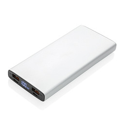 18W PD Powerbank mit 10.000 mAh aus Aluminium, silber