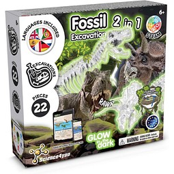 2 in 1 Fossil Excavation Kit I. Lernspiel für Kinder, Gemischt