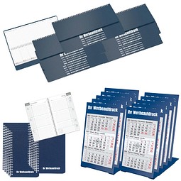 Kalender Set 60-teilig 2027, inkl. Druck, blau
