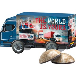 3D-Präsent LKW, WEISS 4er Lebkuchen Mini, inkl. Druck
