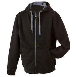 JAMES & NICHOLSON Unisex Jacke mit Kapuze, schwarz/grau, XXXL