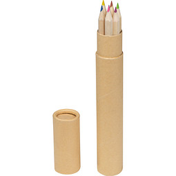 7 lange Holz-Buntstifte im Pappköcher, braun