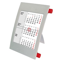 2-Jahres-Tischkalender 2026/2027, grau/rot
