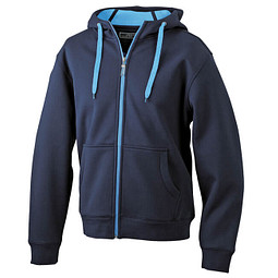 JAMES & NICHOLSON Unisex Jacke mit Kapuze, dunkelblau/hellblau, XXL
