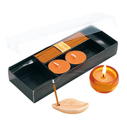Entspannungs-Set Scent mit Räucherstäbchen und Teelichtern, Orange
