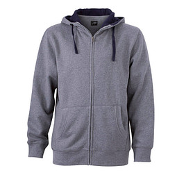 JAMES & NICHOLSON Unisex Sweat-Jacke mit Kapuze, grau, M
