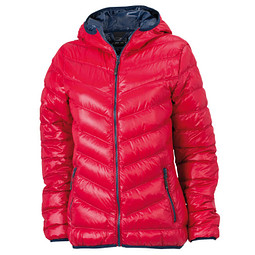 JAMES & NICHOLSON Damen Daunenjacke, rot/dunkelblau, M
