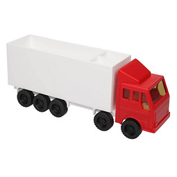 Zettelbox mit Stifteköcher LKW, rot/weiß