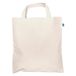 Tasche aus fair gehandelter Baumwolle natur, kurze Henkel