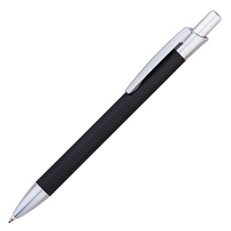 PENKO® Metall-Kugelschreiber Brushed, blaue Mine, schwarz