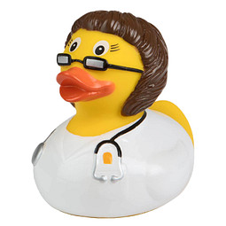 Schnabels® Bade-Ente Ärztin, brünett, gelb/weiß