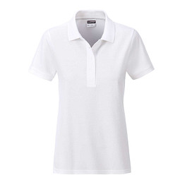JAMES & NICHOLSON Damen Poloshirt Basic Bio BW, weiß, M
