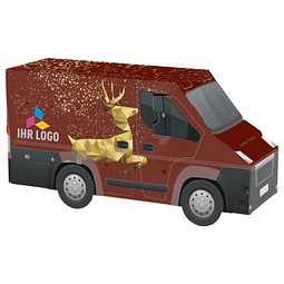 Adventskalender Transporter, share Schokotäfelchen, Rentier, Gold