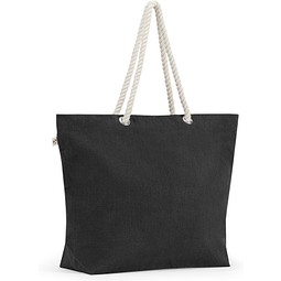 ATHENS. Strandtasche aus recycelter Baumwolle (70 %) und recyceltem Polyester (30 %) (220 g/m²), Schwarz