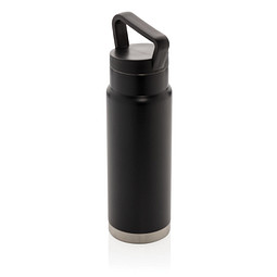 XD COLLECTION Auslaufsichere Vakuum-Flasche mit Tragegriff, 650 ml, schwarz