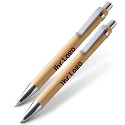 Bambus-Schreibset Port-au-Prince, blaue Mine, braun