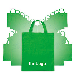 Werbe-Sparset: Baumwolltaschen, 100-tlg., inkl. Druck, kurze Henkel, apfelgrün