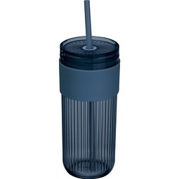 Becher mit Trinkhalm, 660ml SOLEDAD, dunkelblau