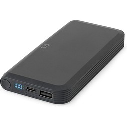 BECKER 10. 10'000 mAh Powerbank aus recyceltem ABS (100% rABS) mit 15W superschnellem kabellosem Ladegerät, Schwarz