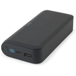 BECKER 20. 20'000 mAh Powerbank aus recyceltem ABS (100% rABS) mit 15W superschnellem kabellosem Ladegerät, Schwarz