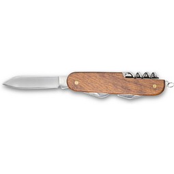 BELPIANO. Multifunktions-Taschenmesser aus Edelstahl und Holz, Natur