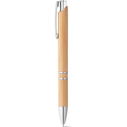 BETA BAMBOO. Kugelschreiber aus Bambus mit Clip und Details aus Metall, Natur