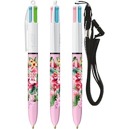 BIC® 4 Colours® Fashion mit Lanyard Kugelschreiber Weiß/Pastelllila