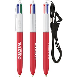 BIC® 4 Colours® Soft mit Lanyard Weiß/Rot Weich