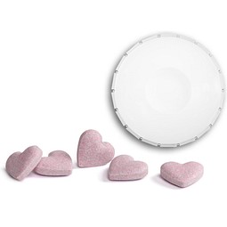 Brauseherzen in Mini Clic Clac Box, 16 g, weiß, ohne Druck