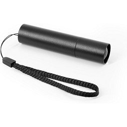 BRUCE. Wiederaufladbare Taschenlampe aus recyceltem Aluminium (100 % rAL) mit 30 mm ausziehbarer Spitze, Schwarz