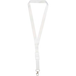 Bucks Sublimation Lanyard mit Schnappverschluss aus recyceltem PET Kunststoff, weiss, 25mm