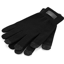 BURROW. Handschuhe aus recyceltem Polyester (100% rPET), mit Tastspitzen, Schwarz