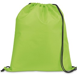 CARNABY. 210D Rucksacktasche mit schwarzen Zugbändern, Hellgrün