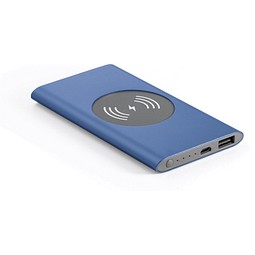 CASSINI. Powerbank 4'000 mAh mit 5W wireless Ladegerät aus Recyceltes Aluminium (100 % rAL), Blau