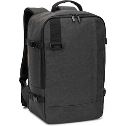 CIES. Rucksack, entwickelt um die von den Fluggesellschaften geforderten Massvorgaben zu erfüllen, aus hochdichtem, recyceltem 600D-Polyester, Dunkelgrau