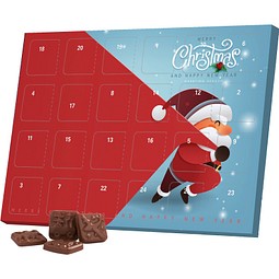 Classic Tisch Adventskalender, Blister gefüllt, Alpenmilch Schokotäfelchen, Little Santa