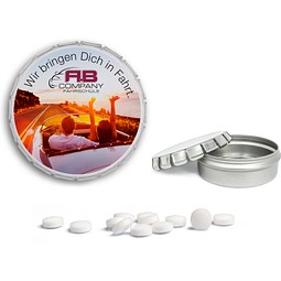 Clic Clac Box, 50 g, zuckerhaltige Pfefferminztabletten, blank, inkl. Druck
