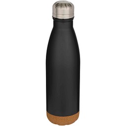 Cove 500 ml doppelwandige, vakuumisolierte Trinkflasche aus Edelstahl mit Korkdetails, schwarz