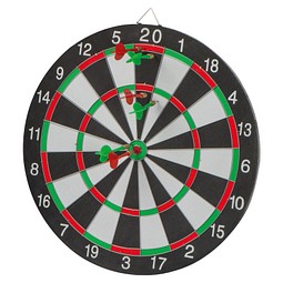 Dartscheibe mit Pfeilen , mehrfarbig