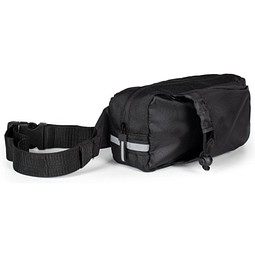 DELFOS POUCH SHINY. Gürteltasche aus 300D recyceltem Polyester (glänzende Oberfläche) und 600D recyceltem Polyester mit reflektierenden Elementen, Schwarz