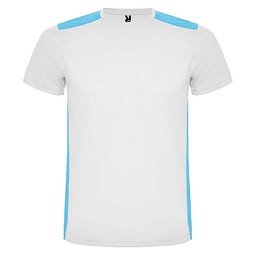Detroit T-Shirt Unisex aus recyceltem Material, weiß / türkis, 2XL