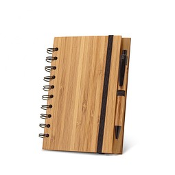 DICKENS A5. A5 Spiralnotizbuch aus Bambus mit 100% Recyclingpapier, Natur