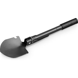 DIG. Faltbare Schaufel aus Metall mit Kompass, Schwarz