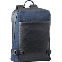 DIVERGENT BACKPACK I. Laptop-Rucksack bis zu 15.6'' aus Denim und PU, Dunkelblau