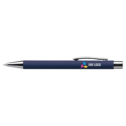 LANCE® Softtouch Metallkugelschreiber Abu-Dhabi, Beschläge silber glänzend, blaue Mine, dunkelblau