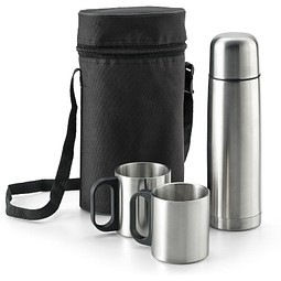 DURANT. Set aus Edelstahl-Thermoskanne und Becher, Silber