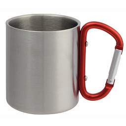 Edelstahl Becher Hiking Day, ca. 200 ml, silber/rot