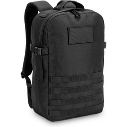 EDINBURGH BPACK. Rucksack im Militärstil aus 600D HD recyceltem Polyester und Innenfutter aus 210D recyceltem Polyester 17.3“, Schwarz